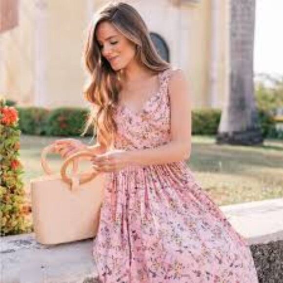 Gal Meets Glam Dresses & Skirts - Gal Meets Glam Sarah Sleeveless Midi Dress Rose Coral Floral Print Size 8